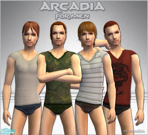 Sims 2 — Arcadia - for men by zvaella — A set of 4 undies/pjs for men, no mesh or EP required. Enjoy!