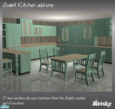 Sims 2 — Quaint Kitchen add-ons by Mutske — Set of 17 meshes and 4 recolors, all uses texture from the quaint counter