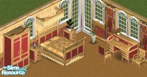 Sims 1 — Coral  Bedroom by Secret Sims — Includes: Bed, Dresser, Bed Heaven, Chair, Endtable