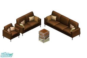 Sims 1 — Earth Tones Set by STP Carly — Includes: Loveseat, Sofa, Arm Chair, Endtable