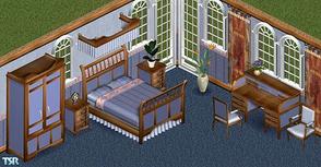 Sims 1 — Deepsea Bedroom by SecretSims — Includes: Bed, Dresser, Desk, Chair, Endtable, Heaven