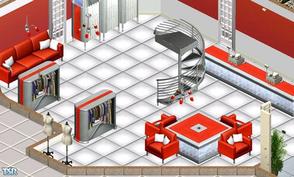 Sims 1 — Red Freds High Fashion Clothing Boutique by hippichick — Includes: High Fashion Clothing rack, clothing booth,