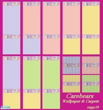Sims 2 — Carebears Wallpaper & Carpet Set by ziggy28 — A set of 8 wallpapers and 4 carpets in a Carebear design