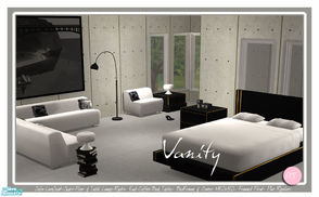 Sims 2 — Vanity by DOT — Vanity Sofa, LoveSeat, Chair, Floor & Table Lamps, Radio, End, Coffee and Book Tables.