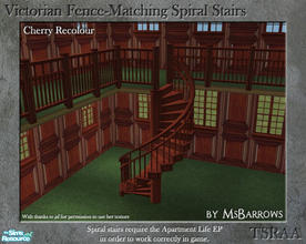 Sims 2 — Victorian Spiral Stairs - Cherry Recolour by MsBarrows — A spiral staircase created to match my Victorian Porch