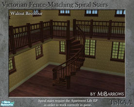 Sims 2 — Victorian Spiral Stairs - Walnut Recolour by MsBarrows — A spiral staircase created to match my Victorian Porch