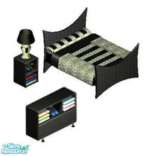Sims 1 — CK Love Black by STP Carly — Includes: Bed, Lamp, Endtable, Dresser