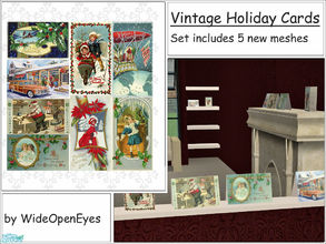 Sims 2 — Vintage Xmas Cards Set by wideopeneyes — Decorate your Sims homes for the holiday season with these decorative