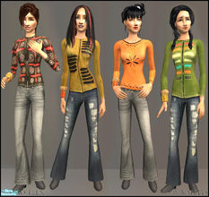 Sims 2 — FS 60 - Ethno Teens by katelys — 1 new mesh and 4 recolors; everyday outfits for female teens