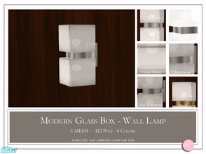 Sims 2 — Modern Glass Box Wall Lamp by DOT — Modern Glass Box Wall Lamp. 1 MESH Plus Recolors. Sims 2 by DOT of The Sims