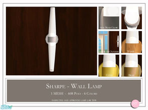 Sims 2 — Sharpe Wall Lamp by DOT — Sharpe Wall Lamp. 1 MESH Plus Recolors. Sims 2 by DOT of The Sims Resource.
