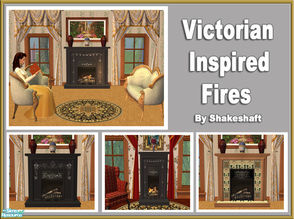 Sims 2 — Victorian Inspired Fires by Shakeshaft — A set of Victorian Styled Fire Surrounds, set includes 2 meshes, a 2