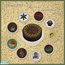 Sims 2 — Advent 2008! - Bingle Jells - Christmas Decorative Cakes by Elena. — 1 mesh and 9 recolors! Enjoy!