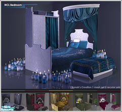Sims 2 — NLC Bedroom by Sunair — 1 mesh set (lightwood) and 5 recolor sets (black, blue, darkwood, nature and white).