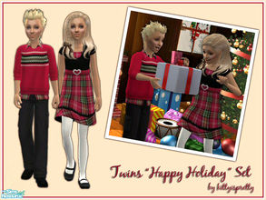 Sims 2 — Twins \"Happy Holiday\" Set by kittyispretty69 — A set of Christmas themed clothing designed for