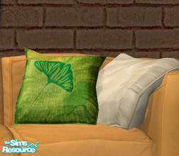 Sims 2 — Floppy Accent Cushions -  Green Gingko RC by Simaddict99 — vibrant green with gingko leaf recolor