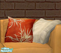 Sims 2 — Floppy Accent Cushions - Orange Sprig RC by Simaddict99 — Vibrant orange and pink flower print