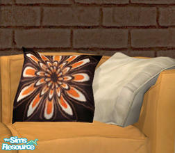 Sims 2 — Floppy Accent Cushions - Brown Flower RC by Simaddict99 — Brown base with orange flower