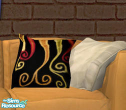 Sims 2 — Floppy Accent Cushions - Black Swirl RC by Simaddict99 — Black abse with multi colored swirls