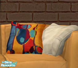 Sims 2 — Floppy Accent Cushions - Blue Geometric RC by Simaddict99 — Geometric pattern in blue, gold and red