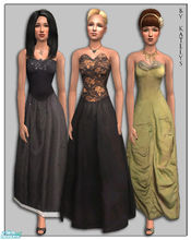 Sims 2 — FS 66 - Vintage party dresses by katelys — 3 beautiful vintage gowns with jewelry and one new mesh