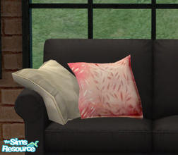 Sims 2 — Floppy Accent Cushions Recolors Set 2 - Pink Leaves by Simaddict99 — soft pink leaf print