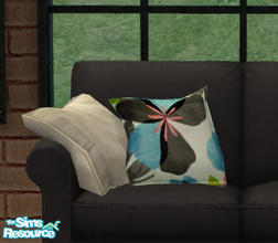 Sims 2 — Floppy Accent Cushions Recolors Set 2 - Blue Floral by Simaddict99 — blue, multi colored floral print
