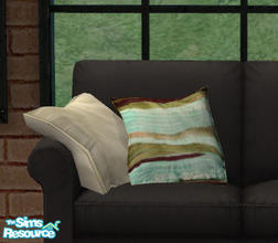 Sims 2 — Floppy Accent Cushions Recolors Set 2 - Blue Strips by Simaddict99 — blue, wavey strip pattern