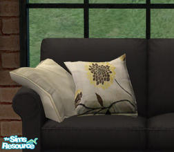 Sims 2 — Floppy Accent Cushions Recolors Set 2 - Gray Floral by Simaddict99 — gray base with brown floral