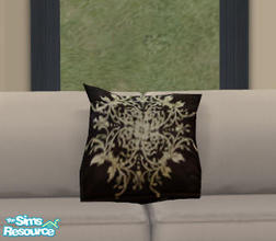 Sims 2 — Floppy Accent Cushions Recolors - Black & White by Simaddict99 — blackabse with white filigree design