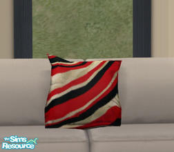 Sims 2 — Floppy Accent Cushions Recolors - Black Multi by Simaddict99 — black, red & white pattern