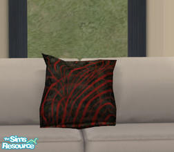 Sims 2 — Floppy Accent Cushions Recolors - Red Swirl by Simaddict99 — black base with red swirl design