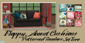 Sims 2 — Floppy Accent Cushions Recolors Set 2 by Simaddict99 — My second set of patterned cushion recolors in cool blues