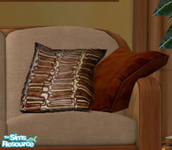 Sims 2 — Floppy Accent Cushions Recolor Set Four - Beige Squiggle by Simaddict99 — beige base with brown squiggle design