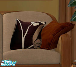Sims 2 — Floppy Accent Cushions Recolor Set Four - Brown Floral by Simaddict99 — deep brown base with beige and ivory