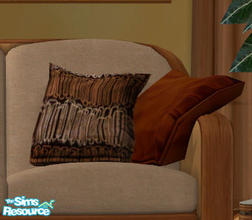 Sims 2 — Floppy Accent Cushions Recolor Set Four - Brown Squiggle by Simaddict99 — Brown base with beige squiggle design