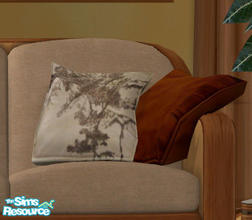 Sims 2 — Floppy Accent Cushions Recolor Set Four - Gray Sprig by Simaddict99 — soft gray background with brown floral