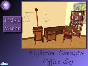 Sims 2 — D2DCatherine Executive Office Set by D2Diamond — Four new meshes, desk, chair, bookshelf, and sculptor. All