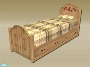 Sims 2 — Mt Lodge - Single Bed - Mesh by Shakeshaft — Part of the Mt Lodge Bedroom, this set comprises of Double and