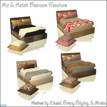 Sims 2 — Mix & Match Bedroom Recolors by ~Monica~ — A mix & match bedroom set with four recolors of Kihaad\'s