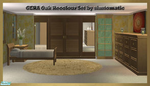 Sims 2 — GERA Bedroom Oak Recolour by simtomatic — Recolours the meshes in oak wood.