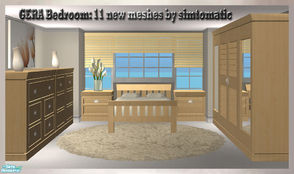 Sims 2 — GERA Bedroom Mesh Set by simtomatic — New bedroom meshes, including bedding recolour and collection file.