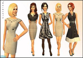 Sims 2 — Vintage Tailored Dresses Part 1 by Harmonia — 
