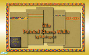 Sims 2 — Nile Wall Set by hatshepsut — Lightly decorated stucco walls with Egyptian style borders.