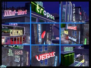 Sims 2 — Nevada Neon Lights by Cyclonesue — A collection of neon lights (both wall and floor-tile mounted signs) in six