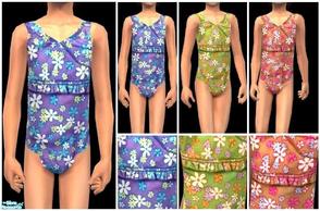 Sims 2 — JPcfswim4 - lilac by juttaponath — Flower bathing suit for girls. No mesh or expansion pack required.