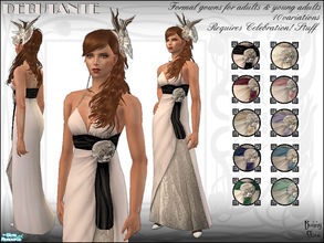 Sims 2 — Debutante Formal Gowns by BunnyTSR — Ten elegant halter neck formal gowns in white and ivory embellished with