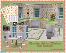 Sims 2 — VS Strawbz Retro Kitchen & Dining by Vanilla Sim — My friend Strawbz has created a very lovely set of walls.