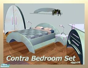 Sims 2 — Contra Bedroom Set by ziggy28 — A re-colour of All4Sims.de Contra Bedroom Set in a bluish woodgrain. In this set