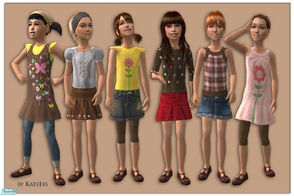 Sims 2 — FS 65 - Love Brown Casuals by katelys — Spring everyday outfits for little girls.